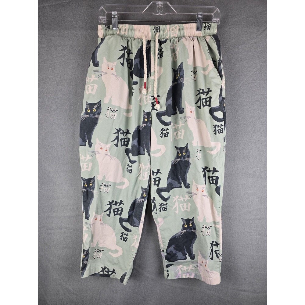 Women‎ Pajama Lounge Pants Cat Print Drawstring Sleepwear Wide Leg Artsy Casual